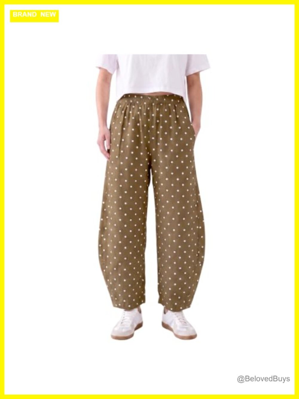 Women Polka Dot Barrel Pants Mid Rise Tapered Leg Cozy Lounge Pants